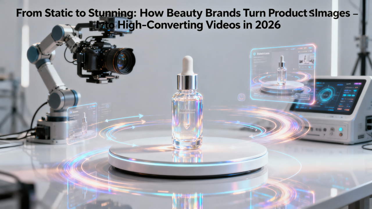 From Static to Stunning: How Beauty Brands Turn Product Images Into High-Converting Videos in 2026 featuring product image to video, beauty product video, AI generated videos for ecommerce, Shopify video generator, Amazon product video, TikTok Shop video, cross-border ecommerce video, AI image generation for beauty