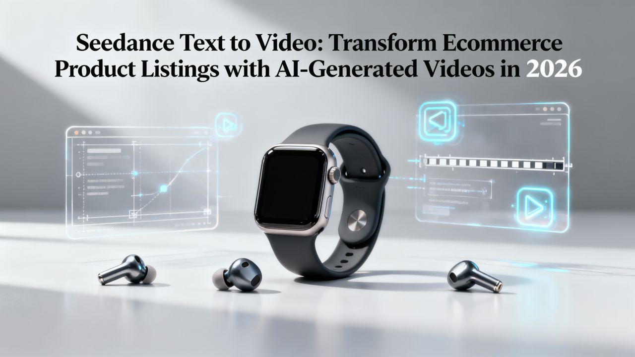 Seedance Text to Video: Transform Ecommerce Product Listings with AI-Generated Videos in 2026 featuring Seedance text to video, AI generated product videos, ecommerce video generator, Shopify video tool, Amazon product video, TikTok Shop AI video, cross-border ecommerce videos, AI image generation for products